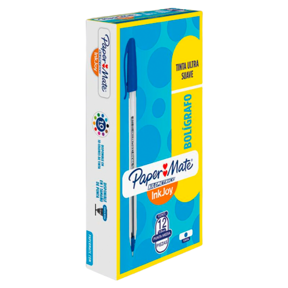 Pluma Papermate Kilometrico Inkjoy 100 C/Tapa 1.0 Mm Azul