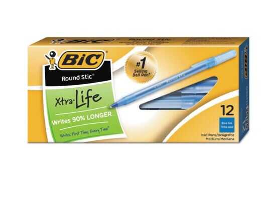 Pluma Bic Roundstic C/Tapa .7Mm Punto Fino Azul C/12Pz