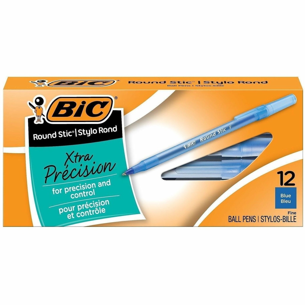 Pluma Bic Roundstic C/Tapa 0.7 Mm Azul C/12Pz