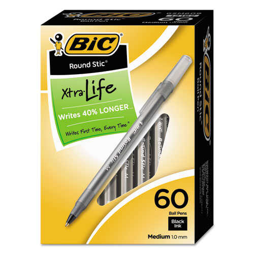 Pluma Bic Roundstic C/Tapa 1.0 Mm Negro C/60Pz