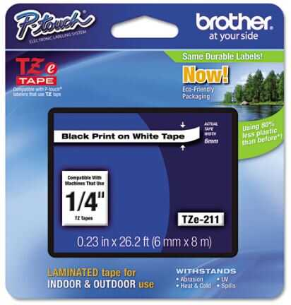 Cinta Para Rotulador Brother Tz 1/4" Negro S/Blanco