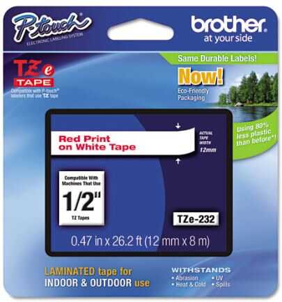 Cinta Para Rotulador Brother 1/2" Tz Rojo S/Blanco