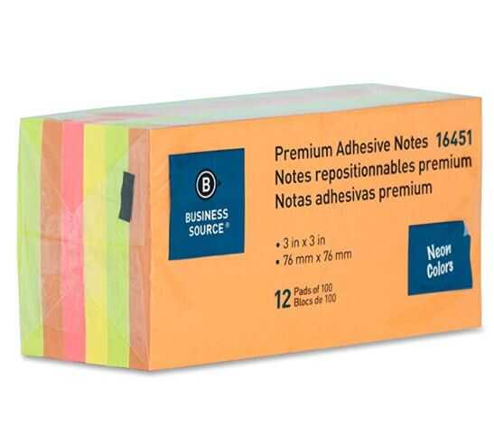 Bsn16451 Notes,Adhesive,3" X 3",Neon