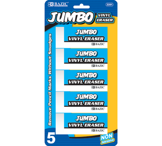 Borrador Barra Bazic Vinyl Suave Jumbo Blanco C/4Pz