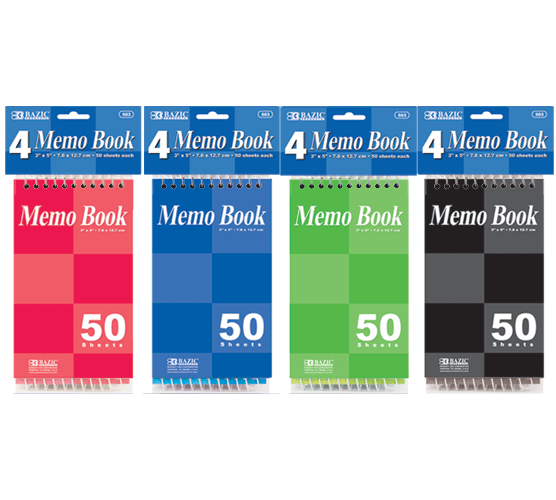 3X5" Memo Book 4Pk