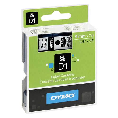 Cinta Para Rotulador Dymo D1 3/8" Negro/Transparente