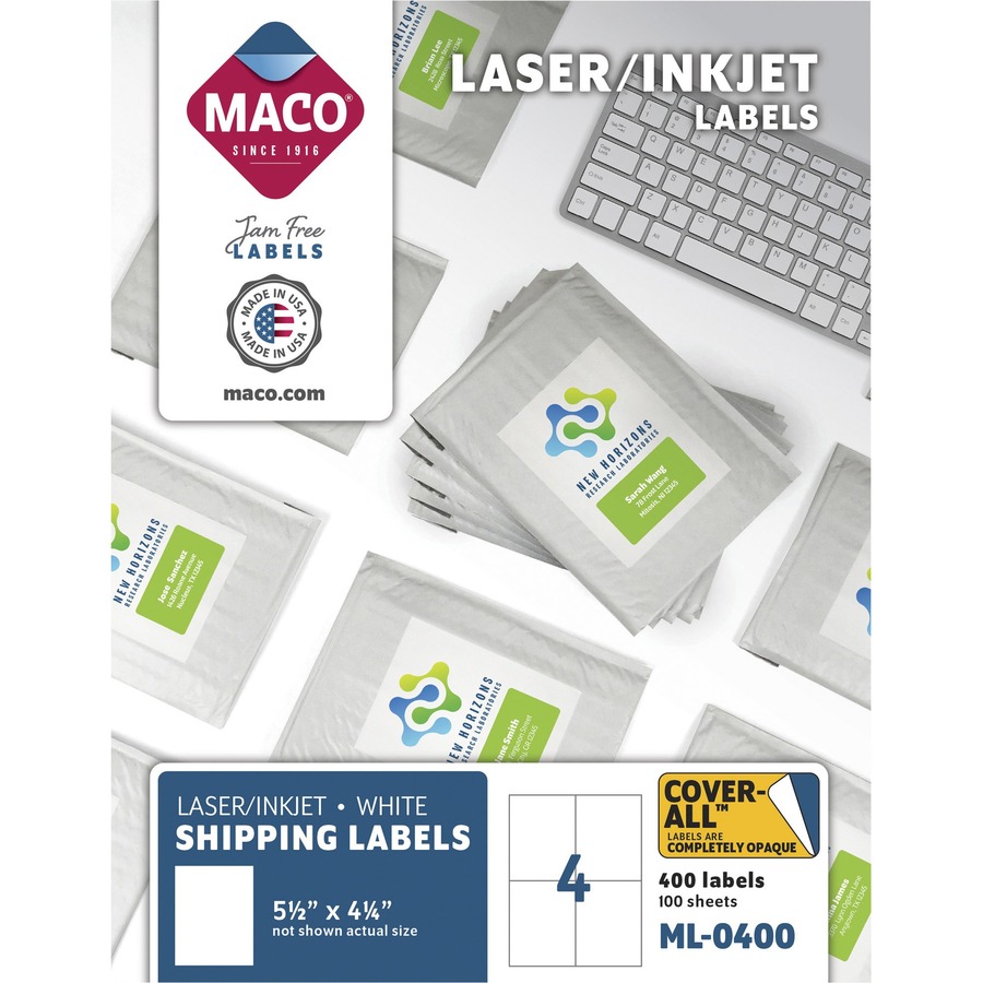 Etiqueta Maco Laser-Inkj 5-1/2X4 1/4" Blanco C/400Pz