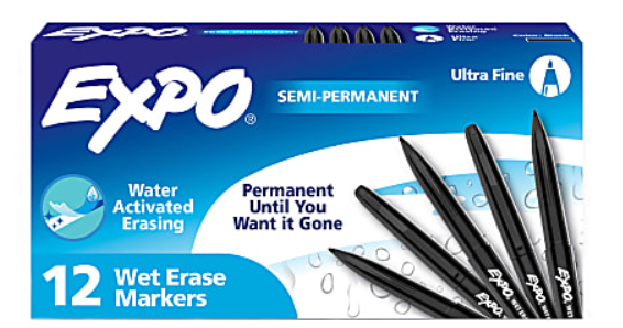 Marcador Expo Wet Erase Negro Ultra Fino