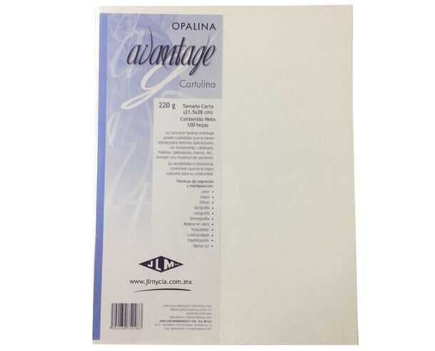 Papel Cartulina Opalina Tamaño Carta 220Gr 100 Hojas