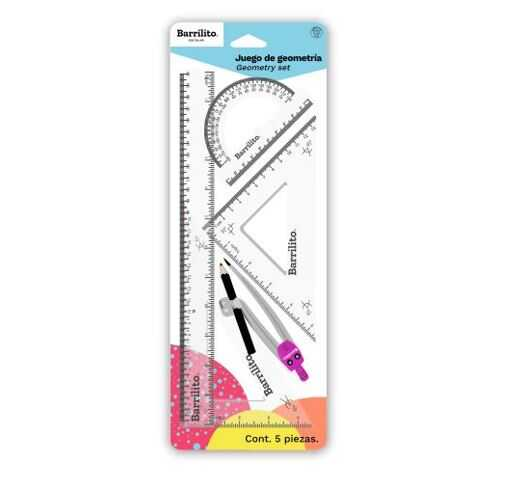 Juego De Geometria Barrilito C/Compas 5 Pz Blister 