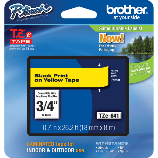 [BRTTZE641] Cinta Para Rotulador Brother Tz 3/4" Negro S/Amarillo
