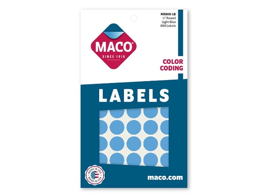 [MACMR808LB] Etiqueta Maco Redonda 1/2" Azul Claro C/800Pz