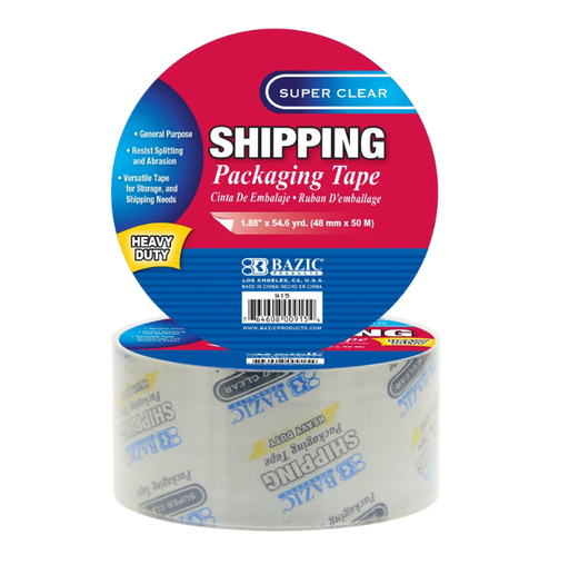 [BZC915] Cinta Adhesiva De Empaque Bazic Super Claro Para Uso Rudo 1.88"X54.6Yd (48Mm X 50M) C/6Pz