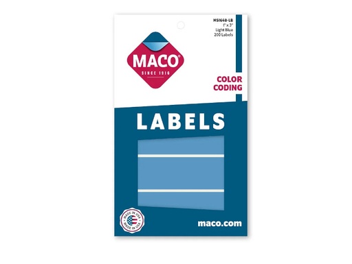 [MACMS1648LB] Etiqueta Maco Rectangular 1X3" Azul C/200Pz