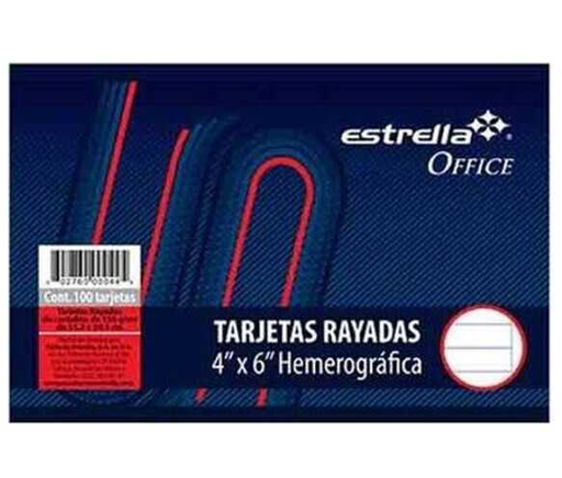 [EST00044] Tarjeta De Carton Estrella Index 4X6" Raya Blanco C/100Pz