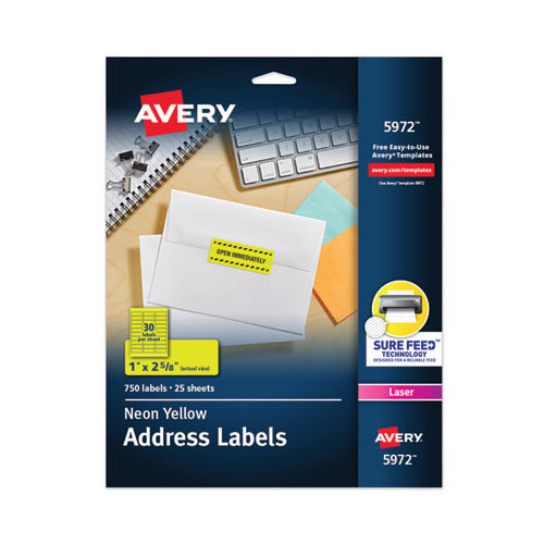 Etiqueta Avery Laser 1X2-5/8 Amarillo C/750Pz