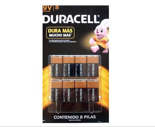 Bateria Duracell Alcalina "9V" Cuadrada C/8Pz