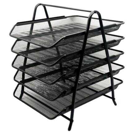 Papelera Nextep Modular Malla 5 Niveles T/O Negro 