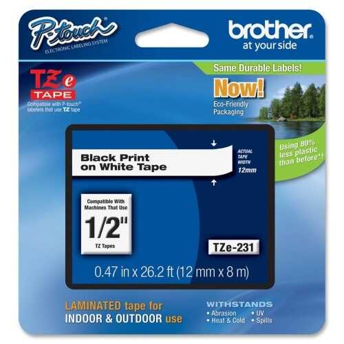 Cinta Para Rotulador Brother Tz 1/2" Negro S/Blanco