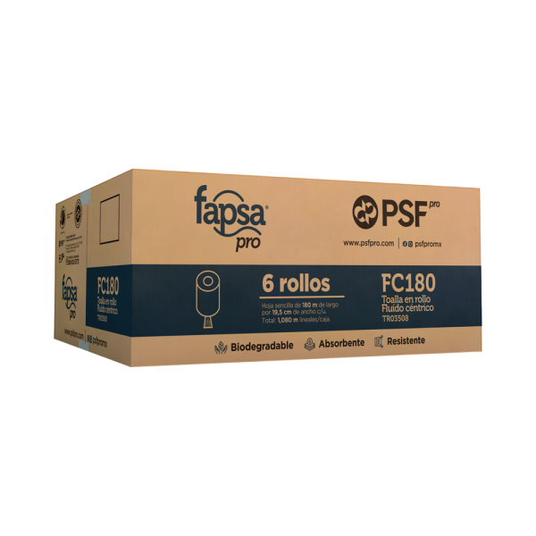 Toalla Fapsa De Rollo Bca Fluido Centrico 180M C/6Pz