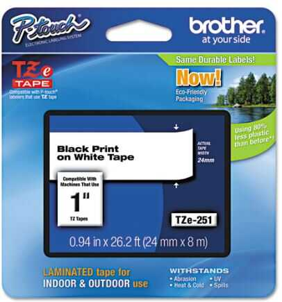 Cinta Para Rotulador Brother Tz 1" Negro S/Blanco