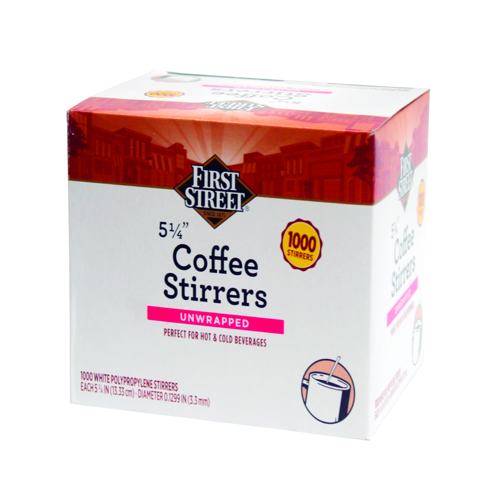 Agitador Para Cafe First Street 5.25" Blanco C/1000Pz