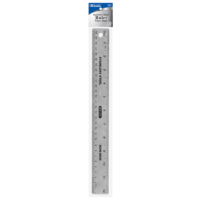 Regla Bazic Acero Inoxidable 30Cm/12" Antideslizante