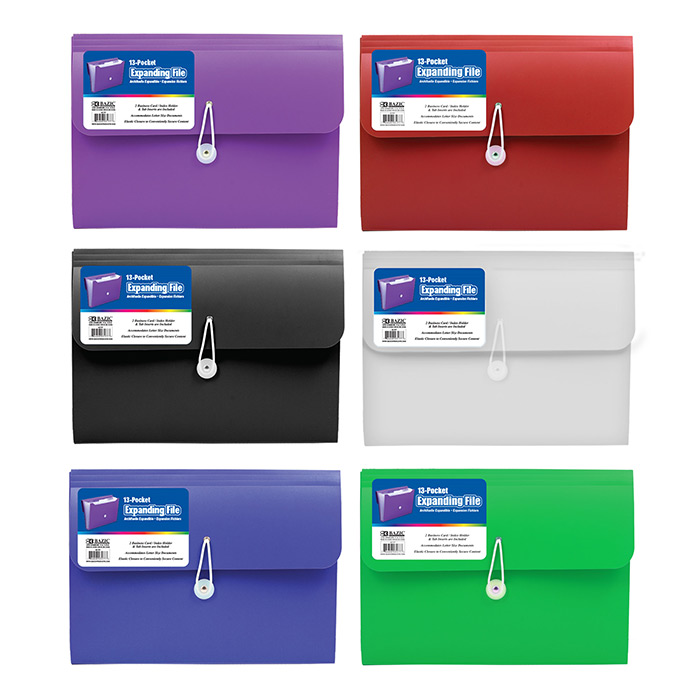 Carpeta Expandible Bazic Plastico T/C Varios Colores Variados