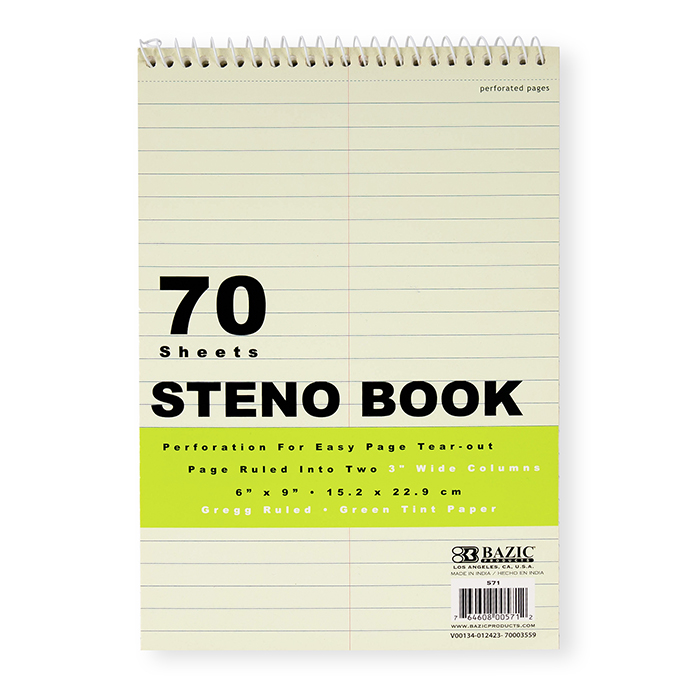 Steno Book Grn 70 Sht