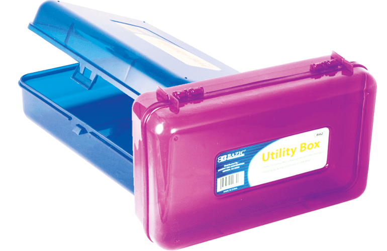 Caja Para Accesorios Escolares Bazic Plastico Grande Surtido Clasicos