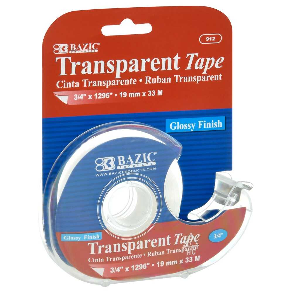 Cinta Adhesiva Transparente Bazic 3/4"X1296" C/Despachador