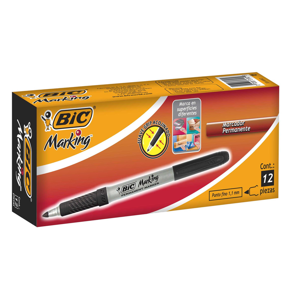 Marcador Bic Permanente Negro Punto Fino Marking