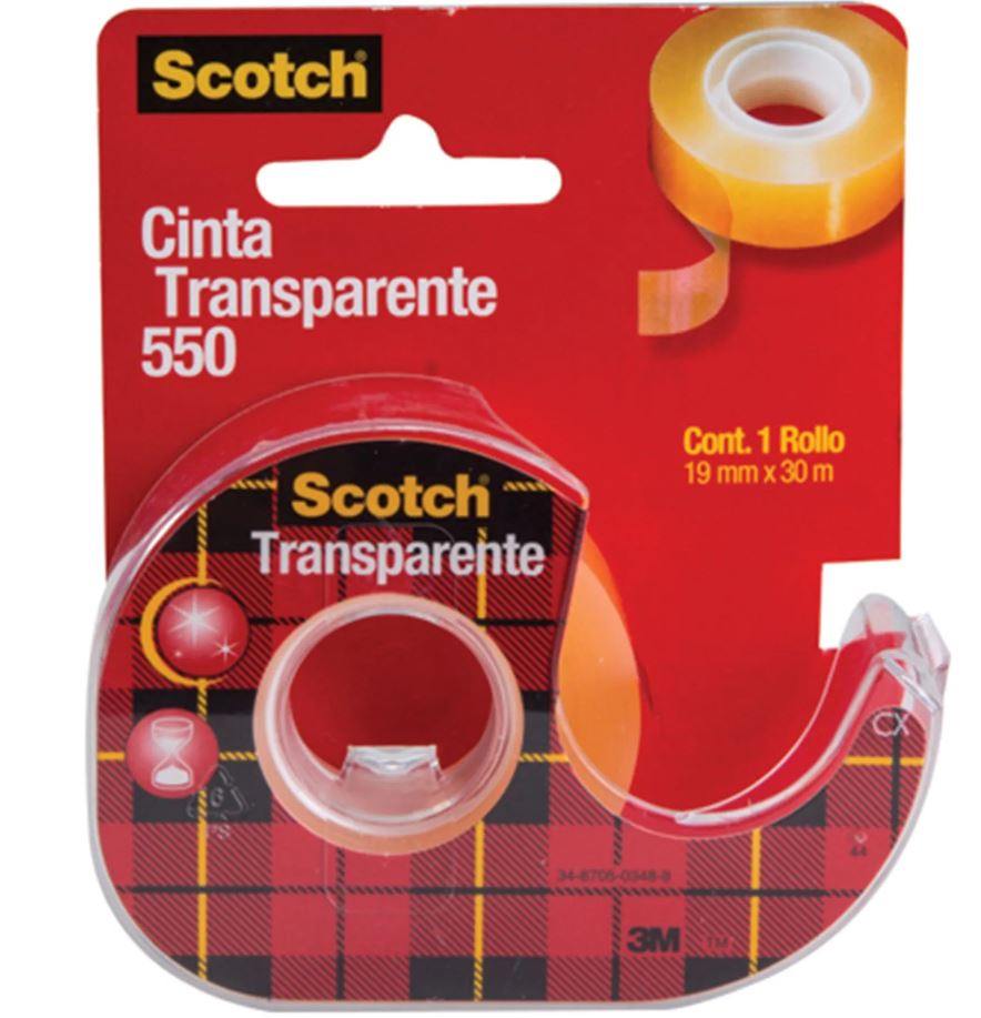 Cinta Adhesiva Transparente Scotch 19Mmx30Mt C/Despachador 550