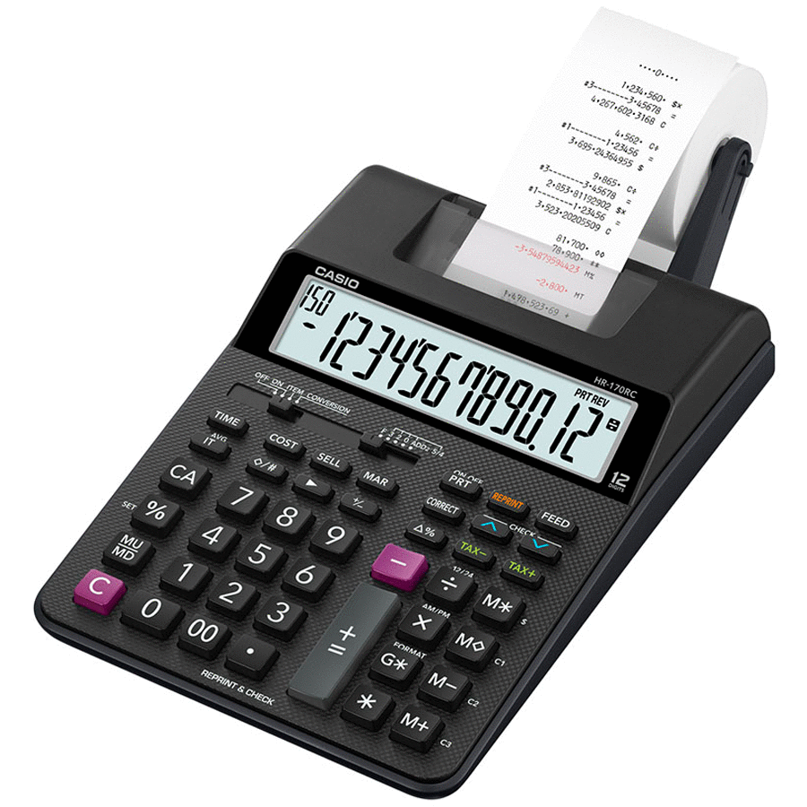 Calculadora Casio C/Impresión Negro/Rojo Hr170Rc 12 Digitos