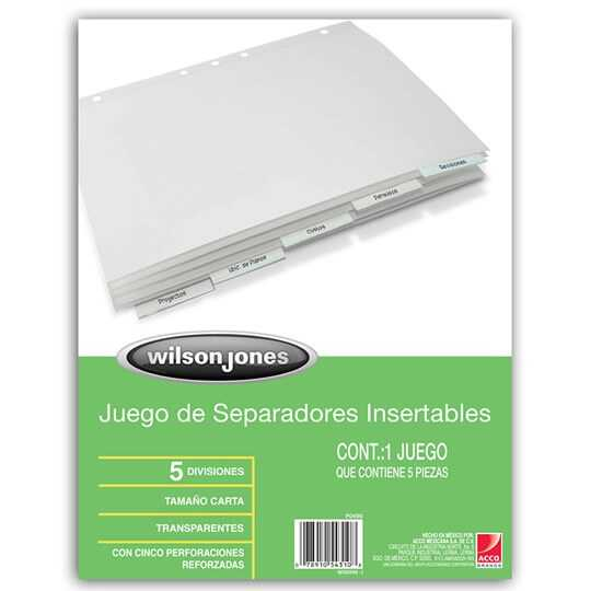Separador Wilson Jones T/C Blanco 5 Cejas Transparente
