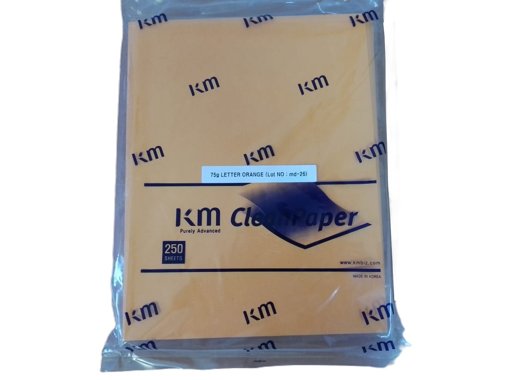 Papel Bond Cuarto Limpio 75Gr T/C Anaranjado 250 Hojas