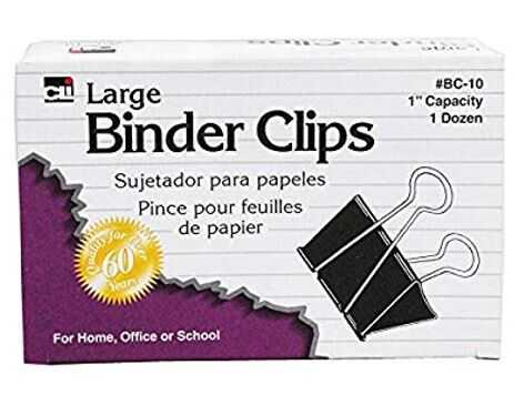 Broche Binder Clip Charles Leonard Grande 2"Ancho 1"Capacidad C/12Pz