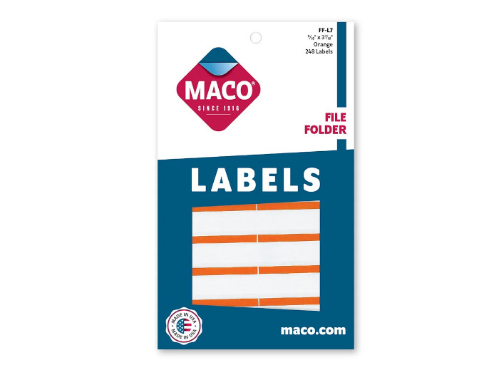 Etiqueta Maco Para Folder Naranja Hoja C/248Pz