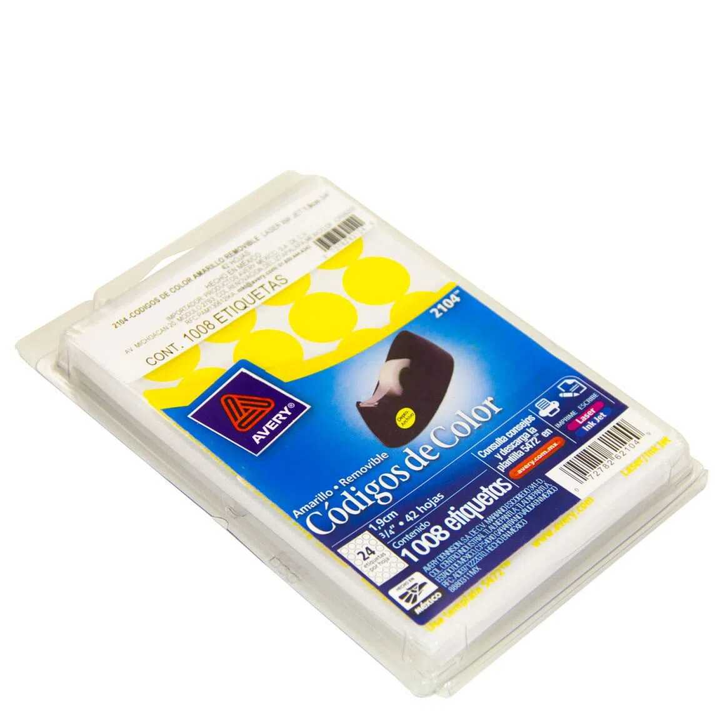 Etiqueta Avery Redonda 3/4" Amarillo C/1008Pz