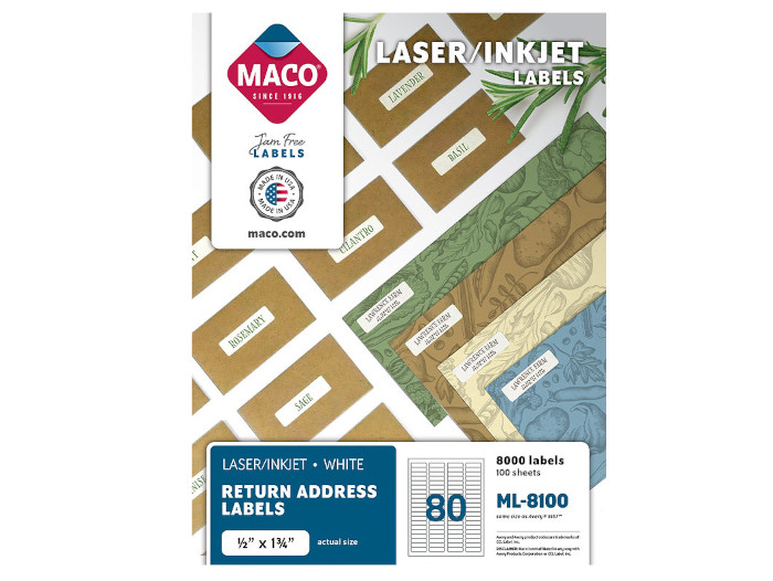 Etiqueta Maco Laser-Inkj 1/2X1 3/4" Blanco C/8000Pz