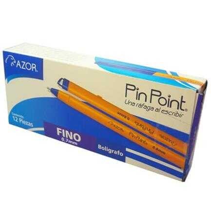 Pluma Pin Point C/Tapa .7Mm Punto Fino Azul C/12Pz