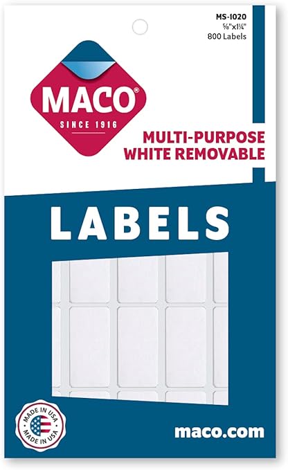Etiqueta Maco Rectangular Blan 5/8X1-1/4" C/800Pz