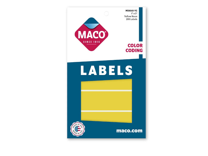 Etiqueta Maco Rectangular 1X3" Amar Fluor C/200Pz