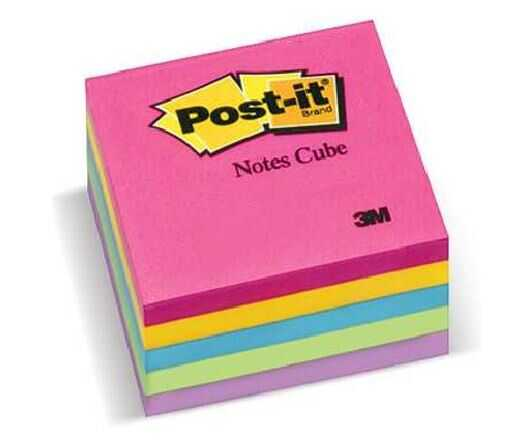 Notas Papel C/Adhesivo Post-It 3X3" Cubo Brilloso Surtido 