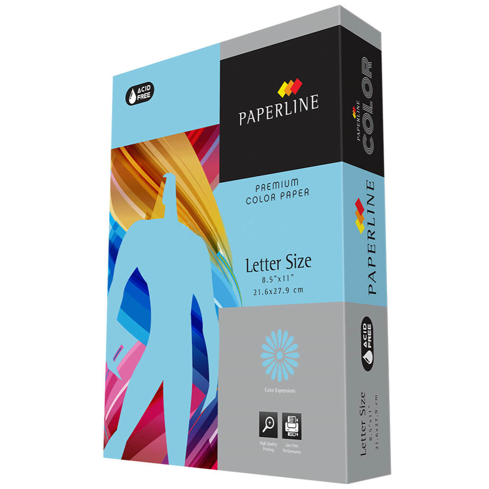 Papel Bond Paperline T/C 75Gr Azul Pastel 500 Hojas