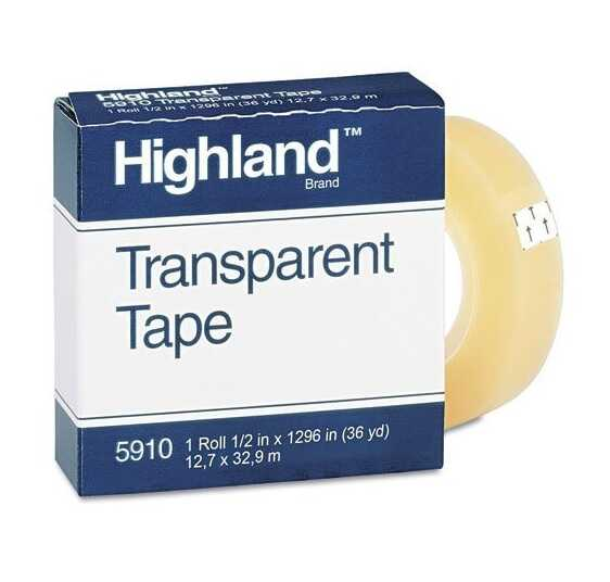 Cinta Adhesiva Transparente Highland 1/2"X1296" 36Yd