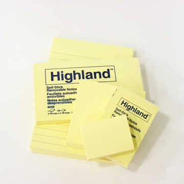 Notas Papel C/Adhesivo Highland 1.5X2" Amarillo C/12Pz