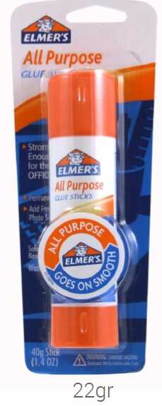 Pegamento Elmers Solido Barra Media Blanco 22Gr