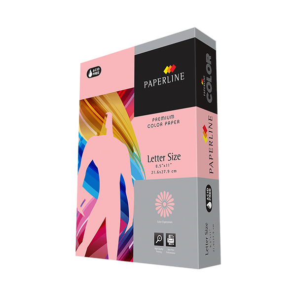 Papel Bond Paperline T/C 75Gr Rosa Pastel 500 Hojas