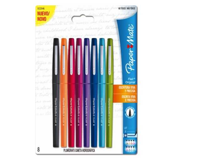 Pluma Flair C/Tapa Punto Medio Surt C/8Pz